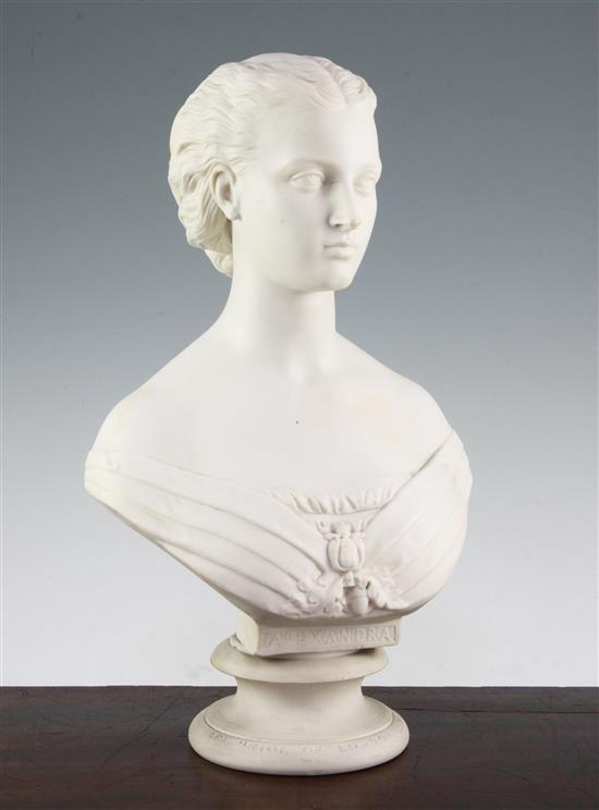 A Copeland Parian bust of Princess Alexandra, after the original by Mary Thornycroft, 37cm